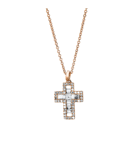 0.52 ct Cross diamond necklace in rose gold