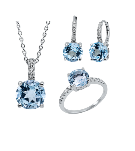 9.57 к Сет със сини топази и диаманти