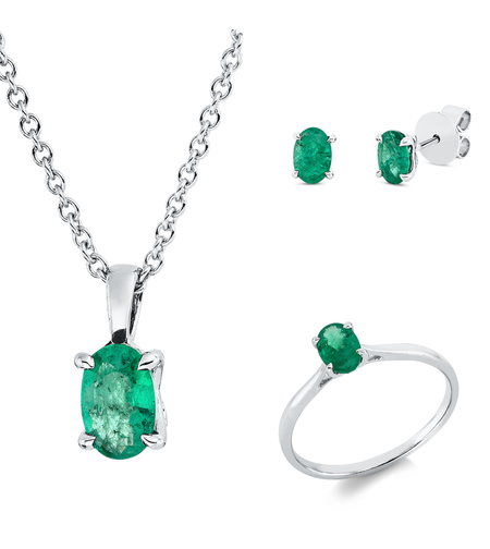 1.73 ct Set white gold with emerald