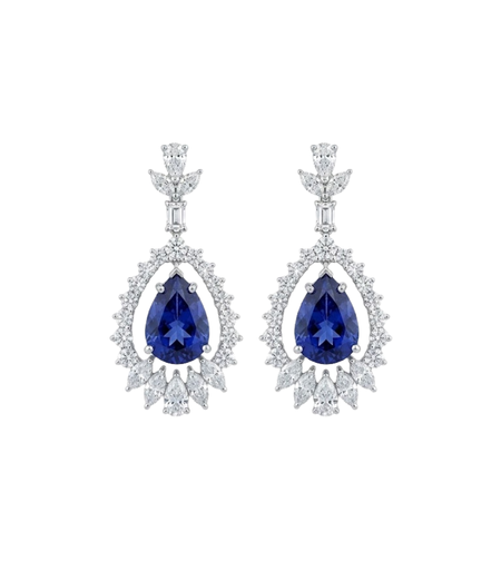 14.59 ct Tanzanite and diamonds earrings