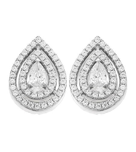 1.41 ct Pear cut double halo diamond earrings
