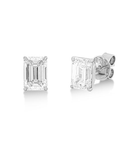3.02 ct Emerald cut diamond earrings