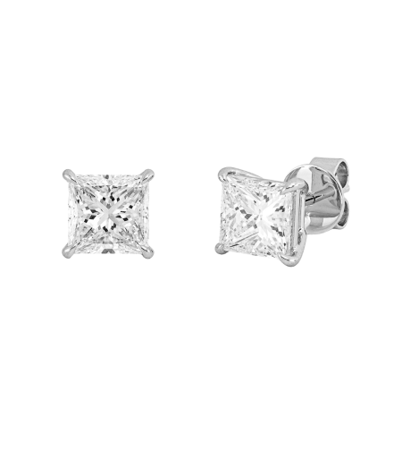 3.02 ct Princess cut diamond earrings