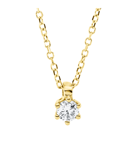 0.09 к Колие с диамант в жълто злато