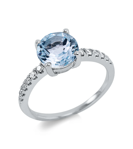 2.40 ct White gold ring with topaz and dimonds
