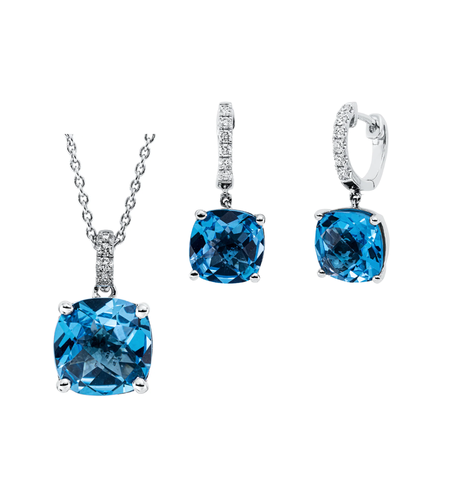 9.26 ct Set with diamonds and blue topaz