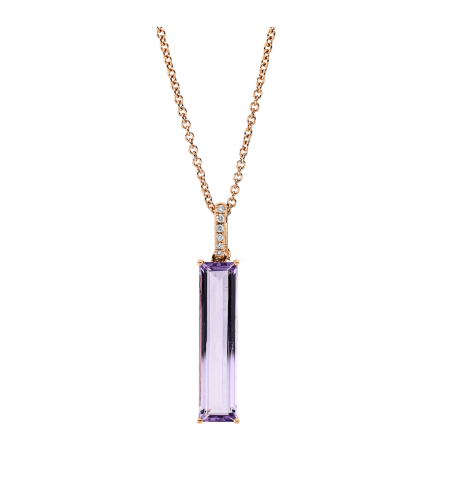 5.25 ct Necklace with diamonds and amethyst