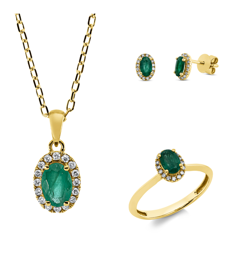 1.58 ct Set with diamonds and emerald