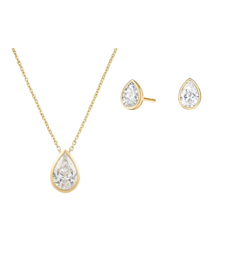 0.91 ct Bezel pear cut diamond set