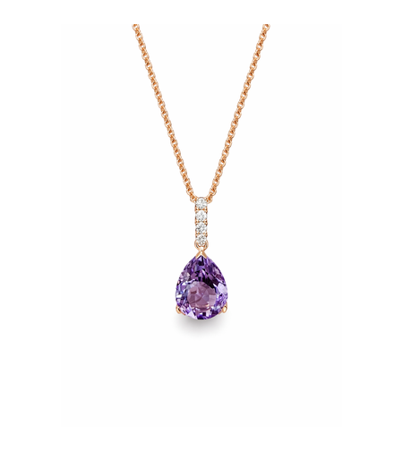 0.91 ct Necklace with amethyst and diamonds