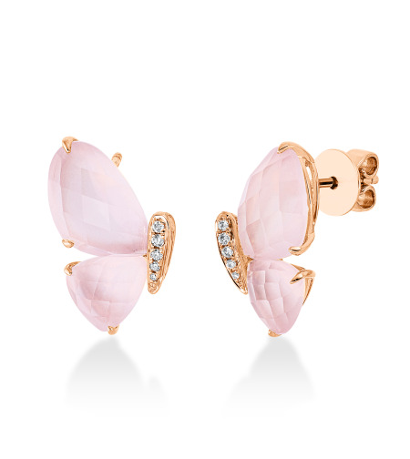 7.96 ct Quartz and diamonds butterfly earrings