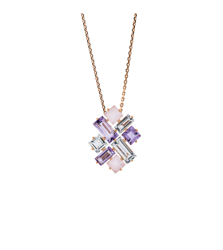 4.60 ct Necklace with amethyst and quartz