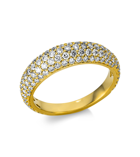 1.18 ct Yellow gold pave diamond ring