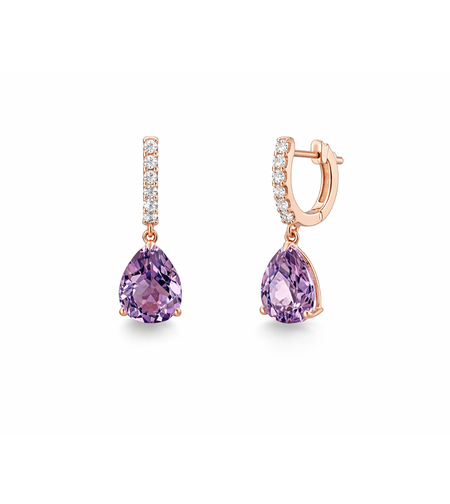 6.32 ct Rose gold earrings with amethyst and diamonds
