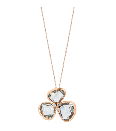6.70 ct Green Amethyst and diamonds necklace