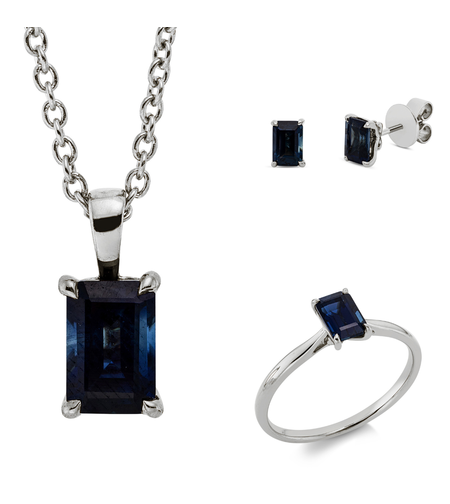 3.11 ct Set white gold with sapphire