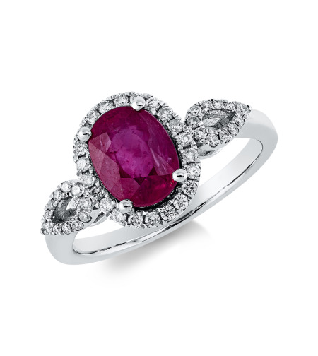 2.34 ct Ruby and diamonds ring