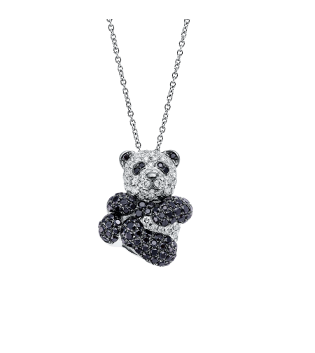 1.55 ct Panda necklace with white and black diamonds