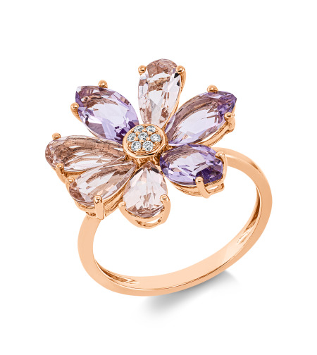 4.24 ct Amethyst and diamonds ring
