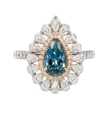2.43 ct Blue fancy diamond necklace and ring in one