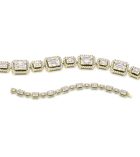 6.03 ct Diamond baguettes bracelet in yellow gold