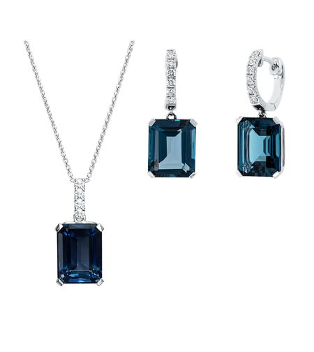 19.77 ct Set with diamonds and london blue topaz