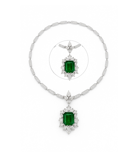 13.59 к Колие със смарагди и диаманти