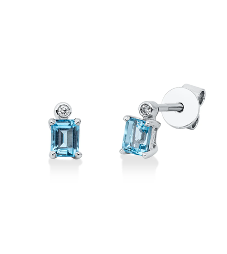 0.62 ct Earrings with diamonds and blue topaz
