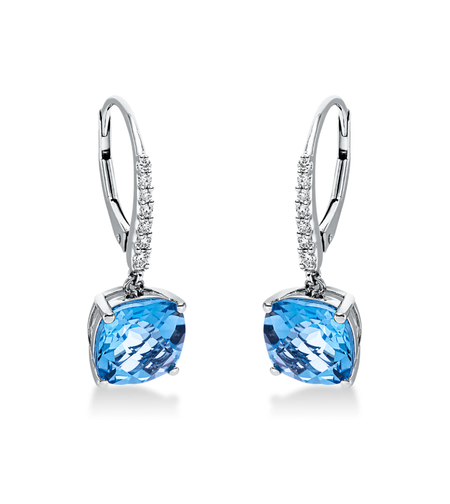 4.93 ct Earrings with diamonds and topaz