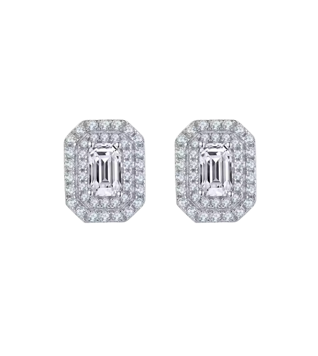 1.83 ct Emerald cut diamond earrings
