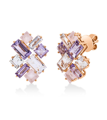 6.20 ct Earrings with amethyst and quartz