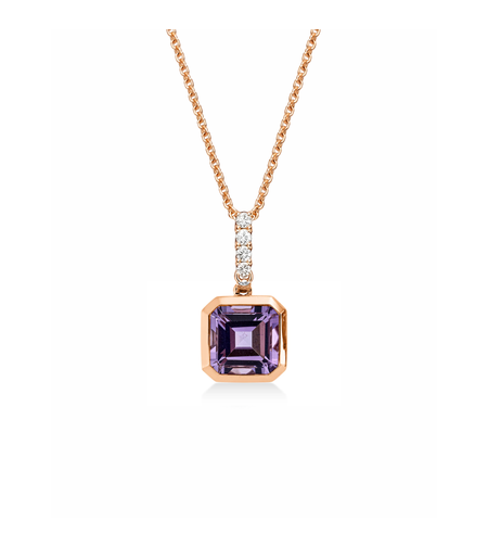 3.20 ct Necklace with amethyst and diamonds