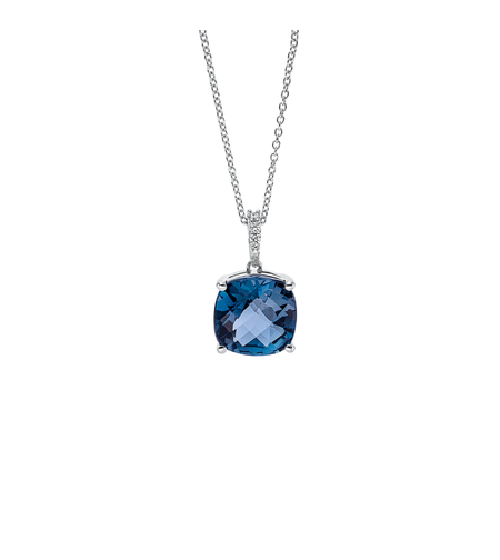 5.01 ct London blue topaz and diamonds necklace