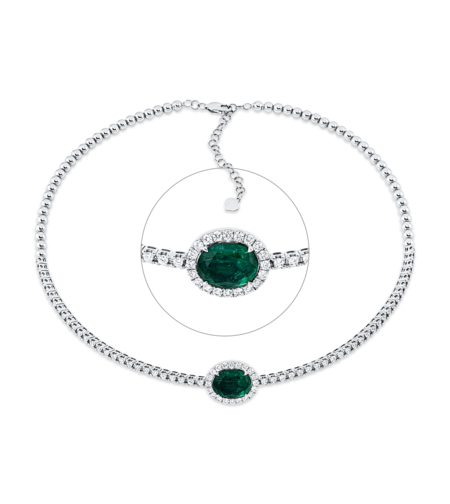 5.12 ct Choker necklace with emerald and diamonds