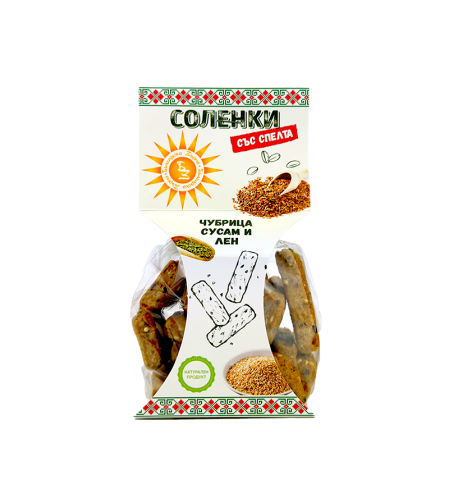 Соленки с чубрица, сусам и лен 120 гр