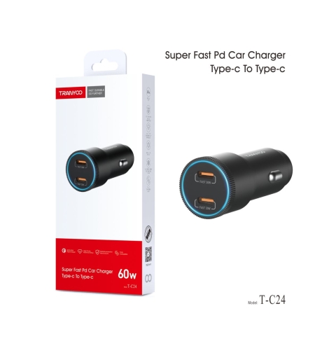 30W + 30W QC 5.0 Super Fast Charging Адаптер за автомобил с два PD входа TC-24