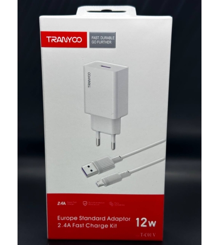 Комплект Fast Charge USB Адаптер 2.4а, 12w T-C01 Micro USB кабел