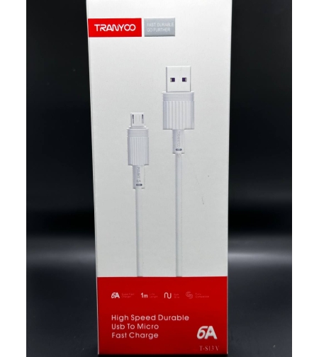 Кабел с бързо зареждане 6А и защита против прегъване Micro USB към USB A T-S13V
