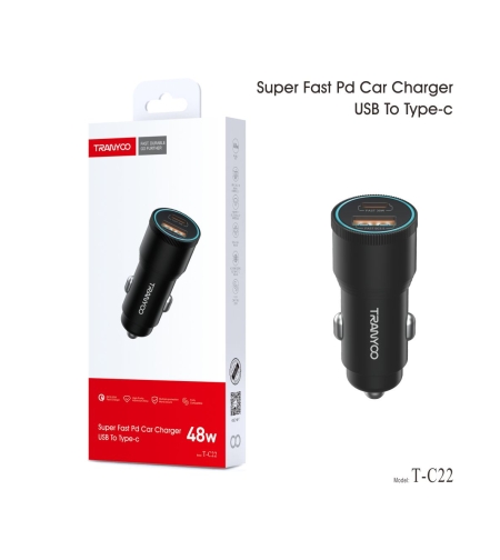 18W + 30W QC 5.0 Super Fast Charging Адаптер за автомобил с два входа ( PD+ USB A ) TC-22
