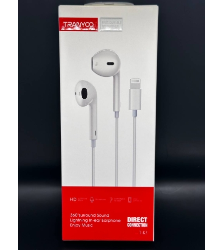 Премиум Lightning слушалки с кабел ( без bluetooth ) T-K5 бели