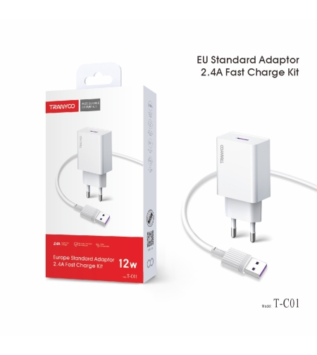 Комплект Fast Charge USB Адаптер 2.4а, 12w T-C01 TYPE C кабел