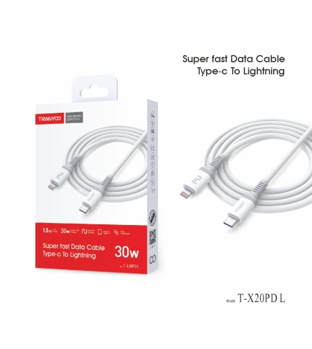 30w PD Super Fast Charging кабел Type C към Lightning с защита против пречупване T-X20