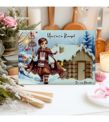 Стъклена дъска за рязане Коледари 104