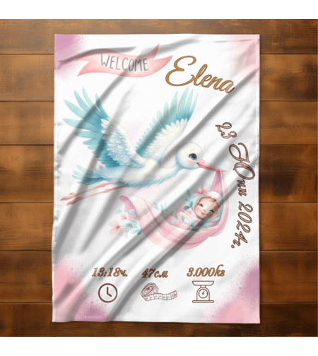 Бебешко одеяло Щъркел момиче 1