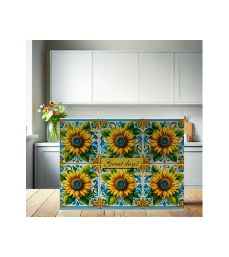 Стъклена дъска за рязане Слънчогледи 3