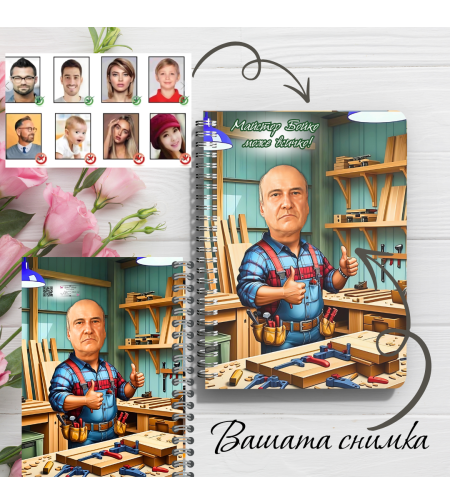 Тефтер ръчно правен персонализиран Майстор карикатура 2