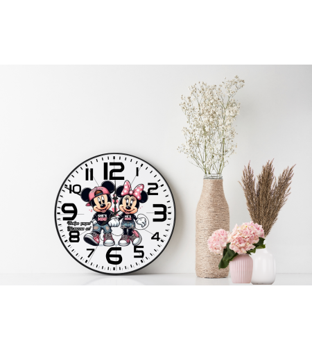 Персонализиран Стъклен часовник Мики и Мини Валентин