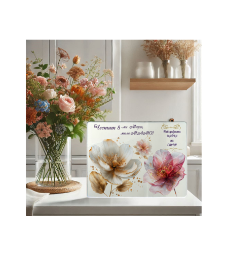 Стъклена дъска за рязане , 8ми март,Цветница - 58