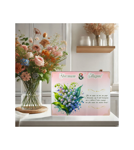 Стъклена дъска за рязане , 8ми март,Цветница - 61