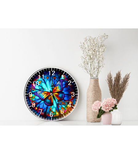 Персонализиран Стъклен часовник Пеперуда